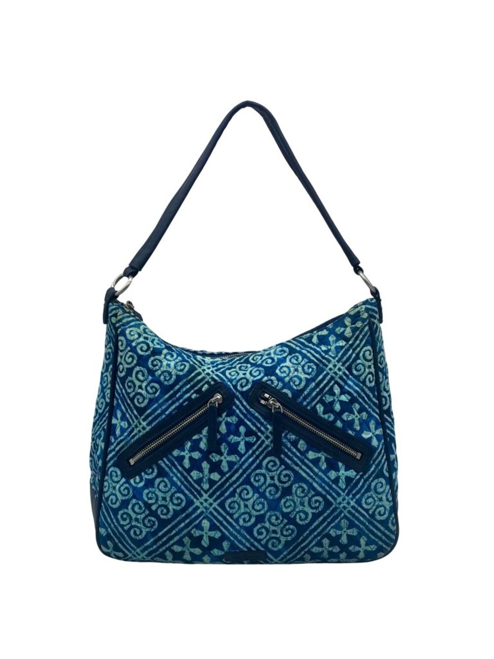 Vera Bradley Blue Java Print Cotton Quilted Diamond Shoulder Bag